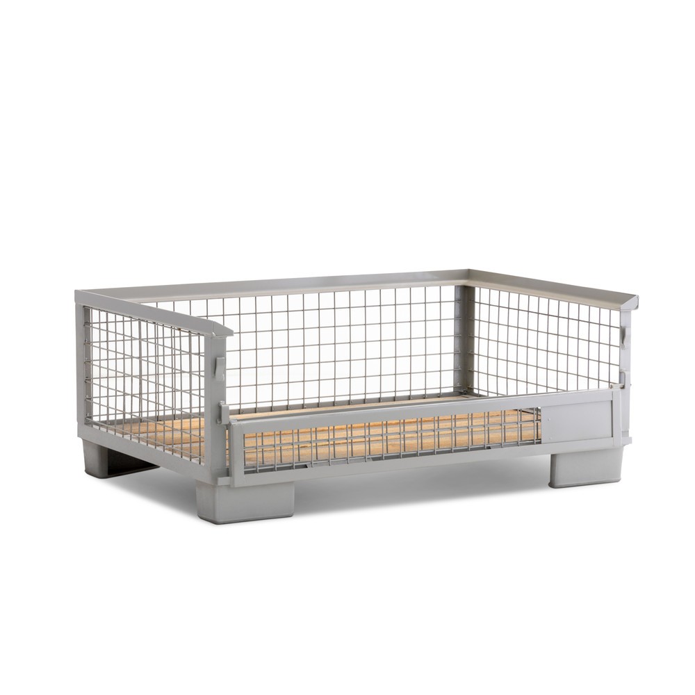 N° de l'image du produit 4 : Caisse grillagée industrielle HEMMDAL avec paroi longitudinale semi-rabattable, H x l x P 500 x 1 240 x 835 mm, gris pierre