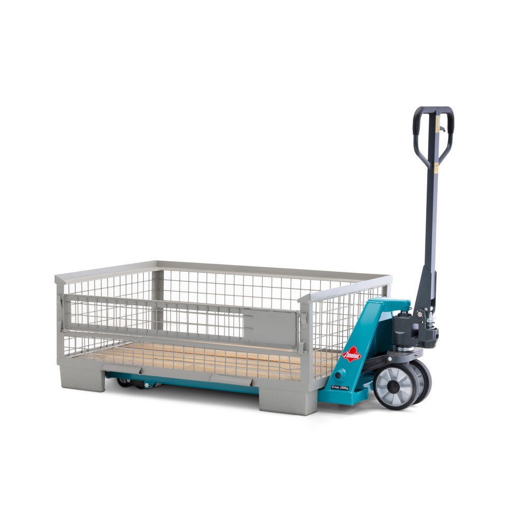 N° de l'image du produit 5 : Caisse grillagée industrielle HEMMDAL avec paroi longitudinale semi-rabattable, H x l x P 500 x 1 240 x 835 mm, gris pierre