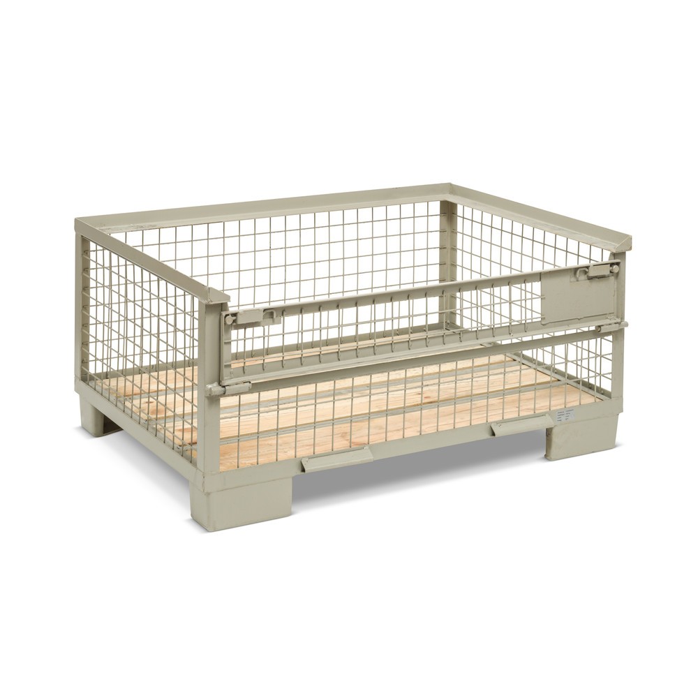 N° de l'image du produit 4 : Caisse grillagée industrielle, paroi longitudinale semi-rabattable, hauteur 570 mm