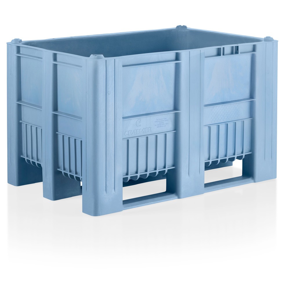 Illustration du produit: Caisse-palette CRAEMER, 1 200 x 800 x 760 mm, 3 patins, bleu