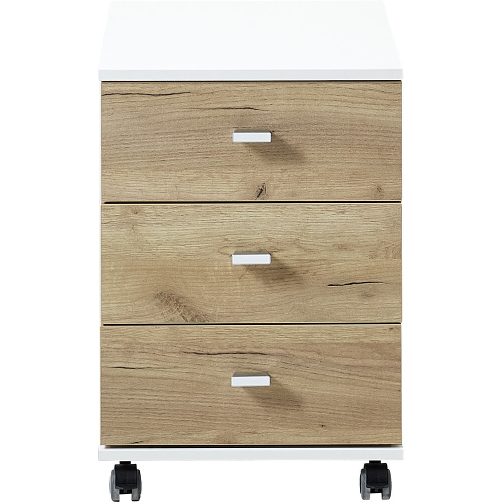 N° de l'image du produit 2 : Caisson à roulettes ALTINO, 3 tiroirs, blanc/imitation chêne de Navarre