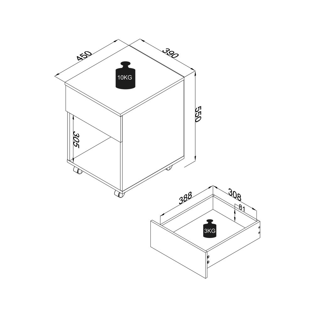 N° de l'image du produit 2 : Caisson à roulettes VCM Dalosa 45 1-SB, anthracite
