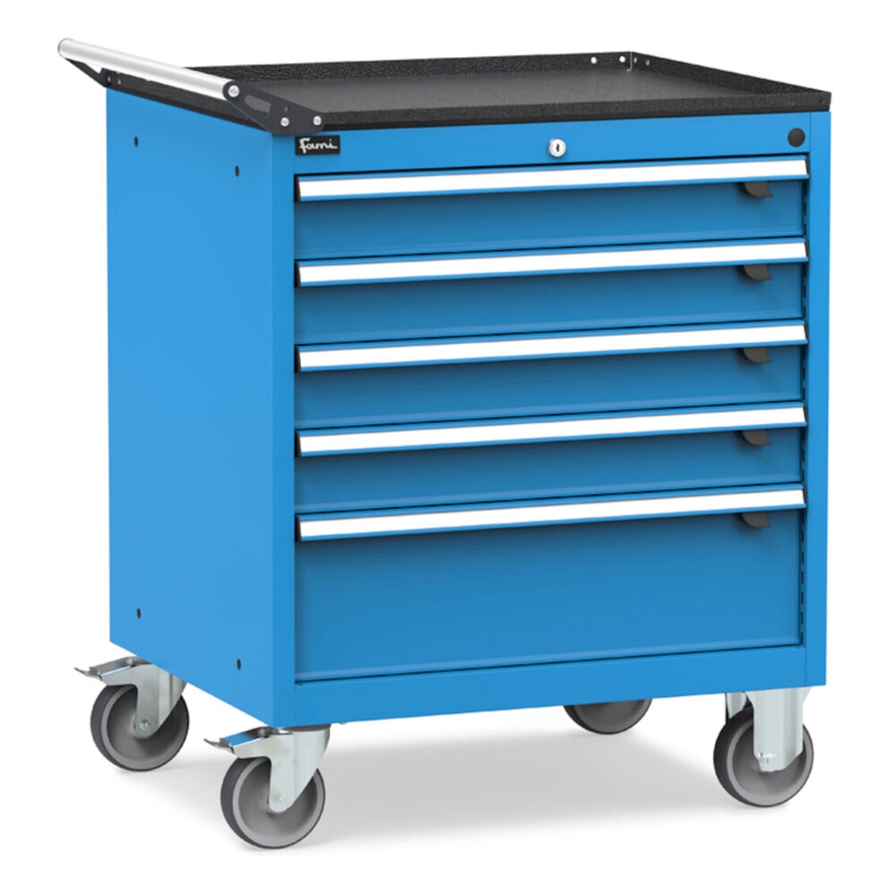 Número de imagen del producto 2: Cajonera con ruedas Fami FLEXA, 5 cajones, 853 x 794 x 600 mm (alto x ancho x fondo), azul claro