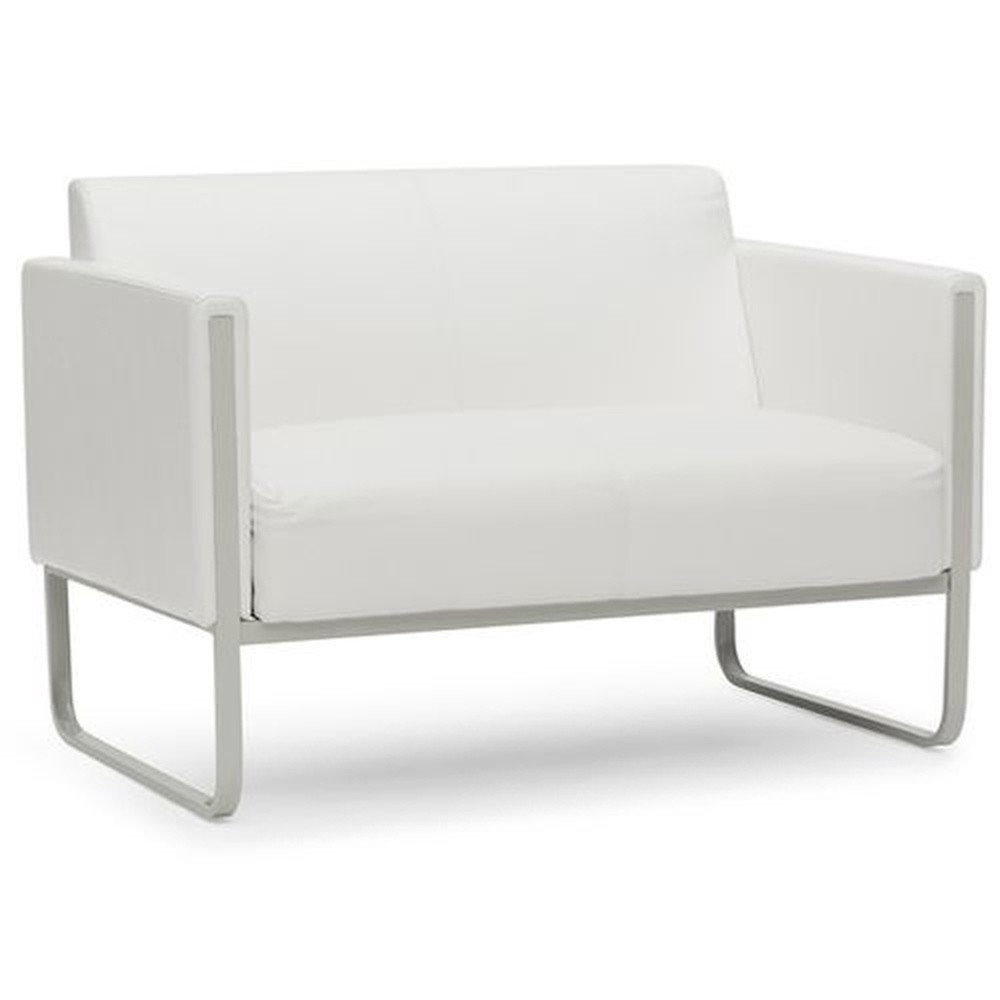 N° de l'image du produit 3 : Canapé lounge hjh OFFICE ARUBA piètement gris clair similicuir, 2 places, blanc