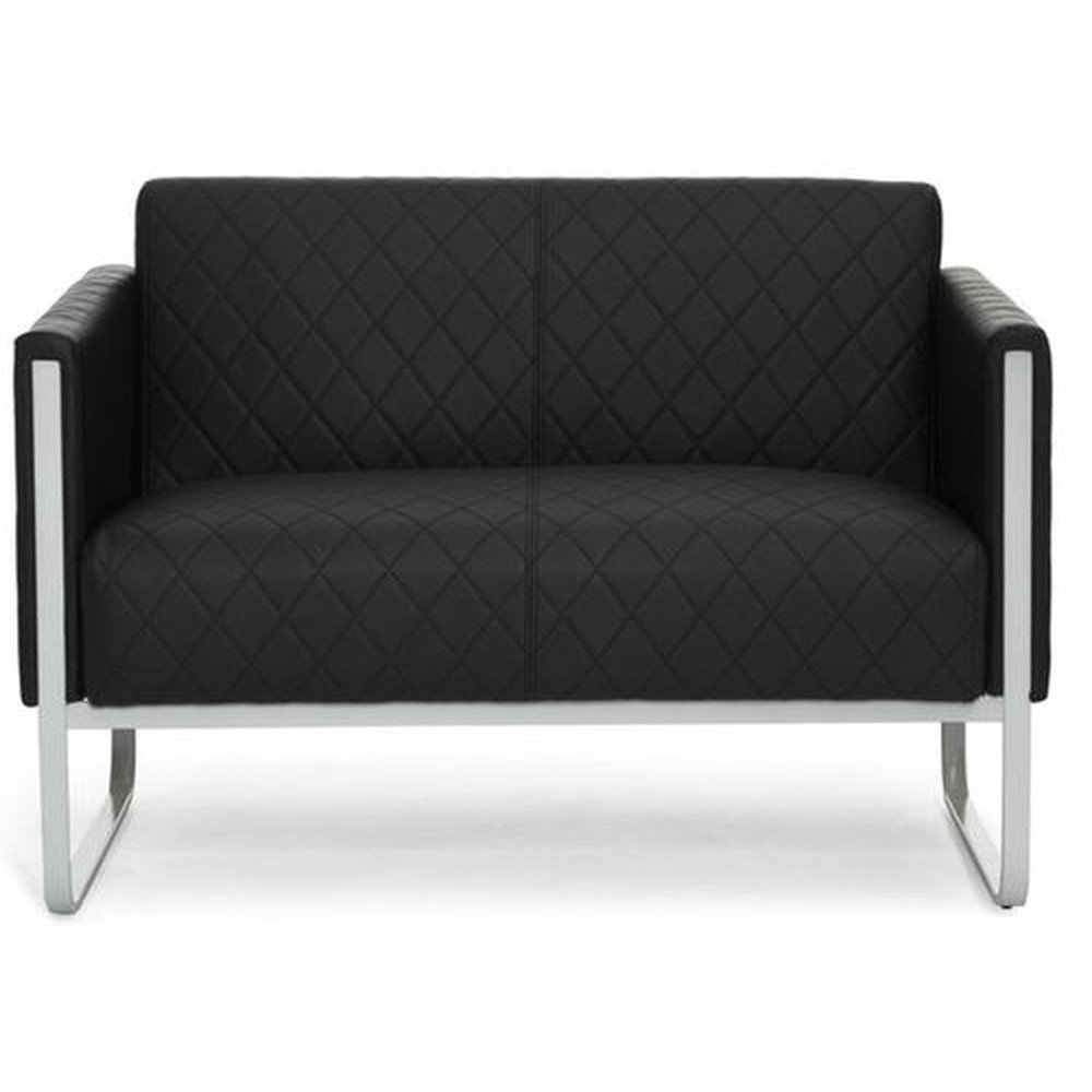 Illustration du produit: Canapé lounge hjh OFFICE ARUBA STEP piètement gris clair similicuir, 2 places, noir