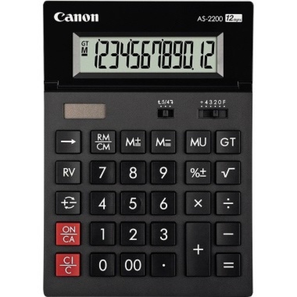 Produktabbildung: Canon Tischrechner AS-2200 4584B001AB 12st. Solar/Batt. d.gr