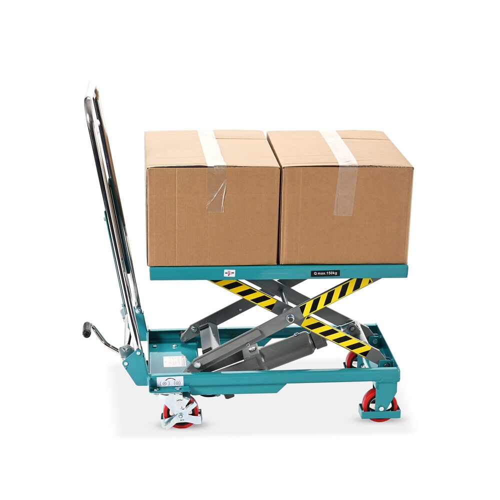 Immagine del prodotto n. 5: Carrello a pantografo con piano elevatore Ameise®, staffa pieghevole, portata 150 kg, piattaforma da 700 x 450 mm