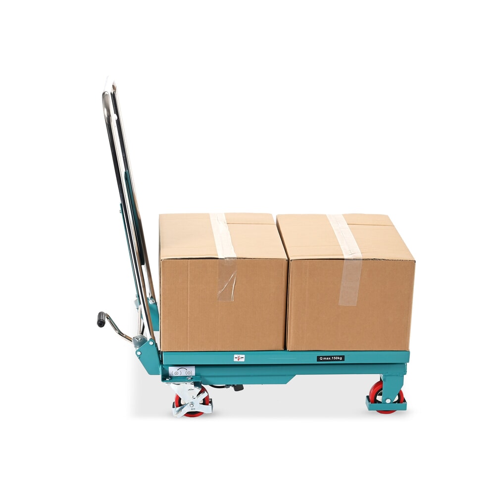 Immagine del prodotto n. 6: Carrello a pantografo con piano elevatore Ameise®, staffa pieghevole, portata 150 kg, piattaforma da 700 x 450 mm