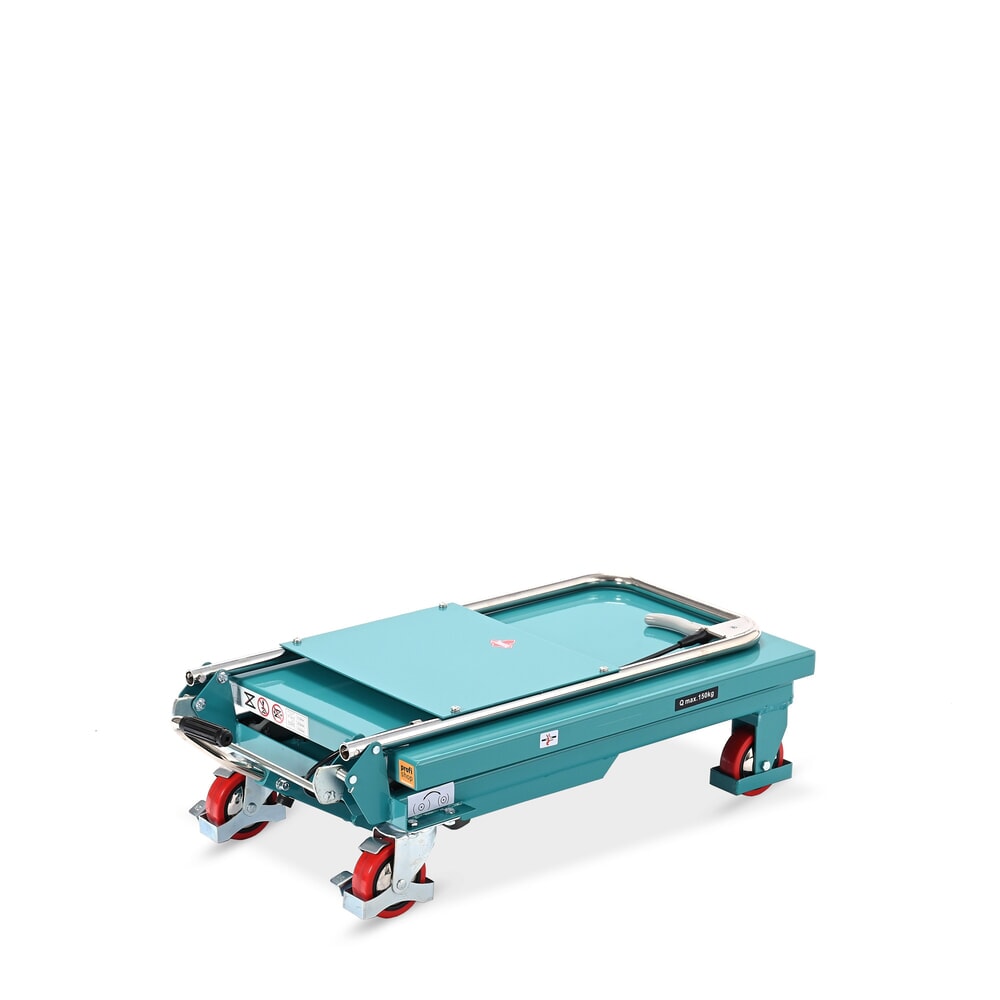 Immagine del prodotto n. 8: Carrello a pantografo con piano elevatore Ameise®, staffa pieghevole, portata 150 kg, piattaforma da 700 x 450 mm