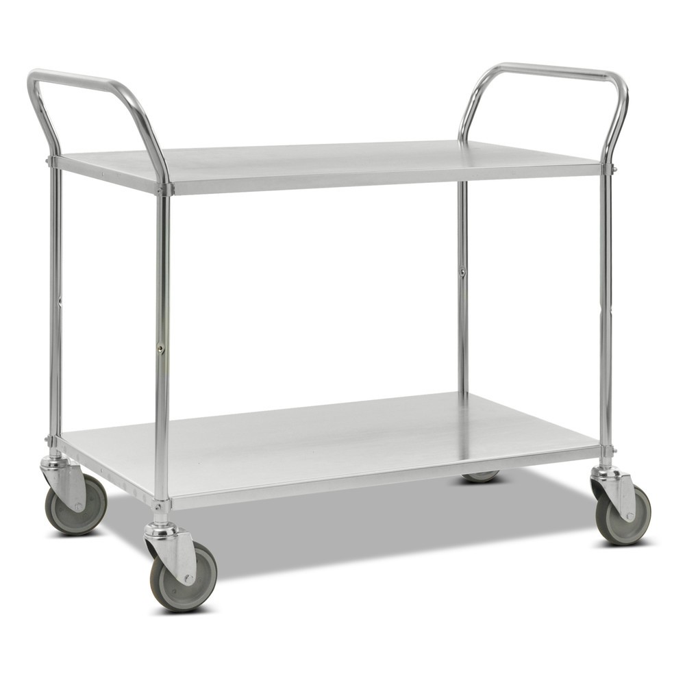 Immagine del prodotto: Carrello con pianale, completamente zincato, staffa verticale, 2 ripiani da 900 x 540 mm