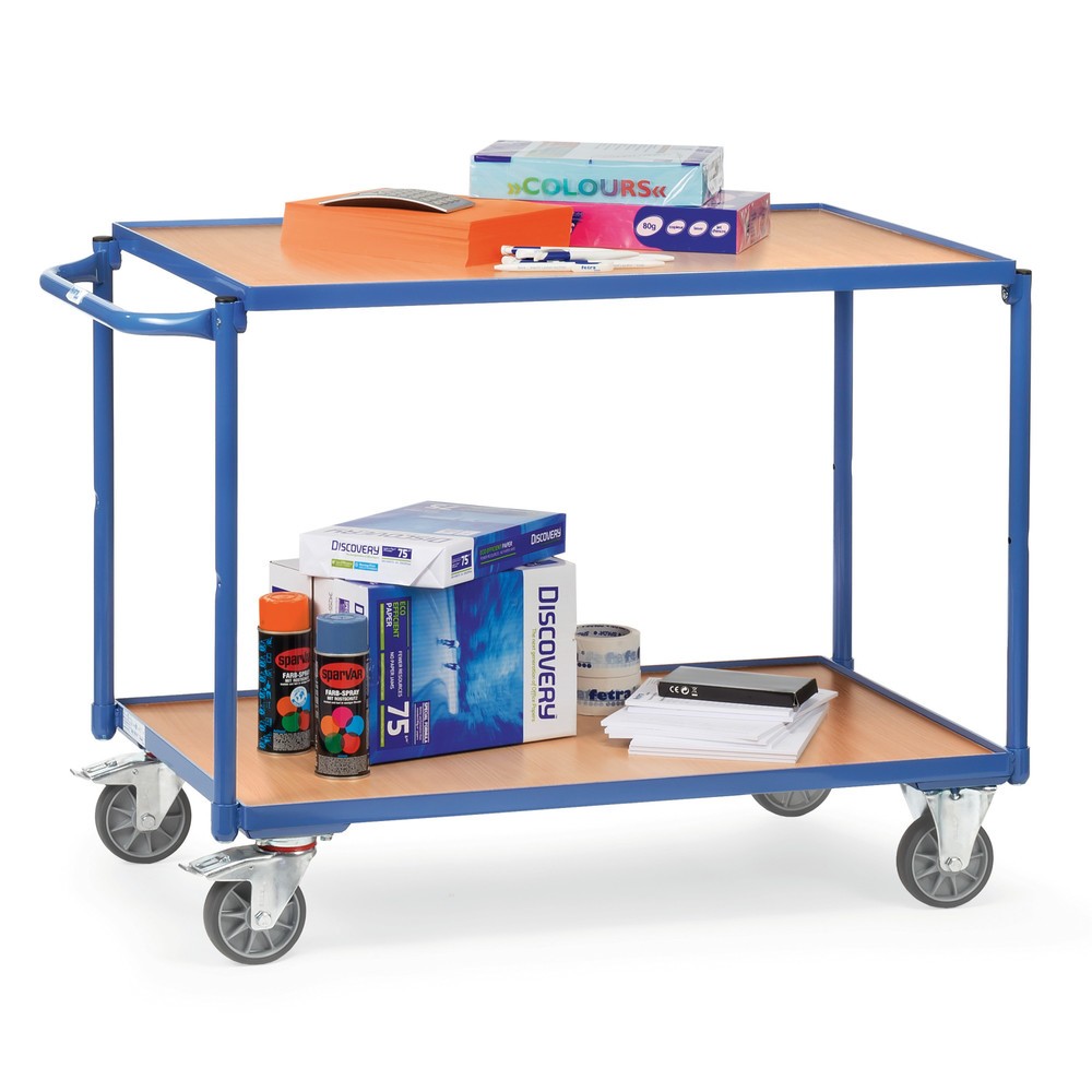 Immagine del prodotto n. 3: fetra® Carrello da tavolo, capacità di carico 300 kg, 2 ripiani da 1.000 x 700 mm, manubrio orizzontale