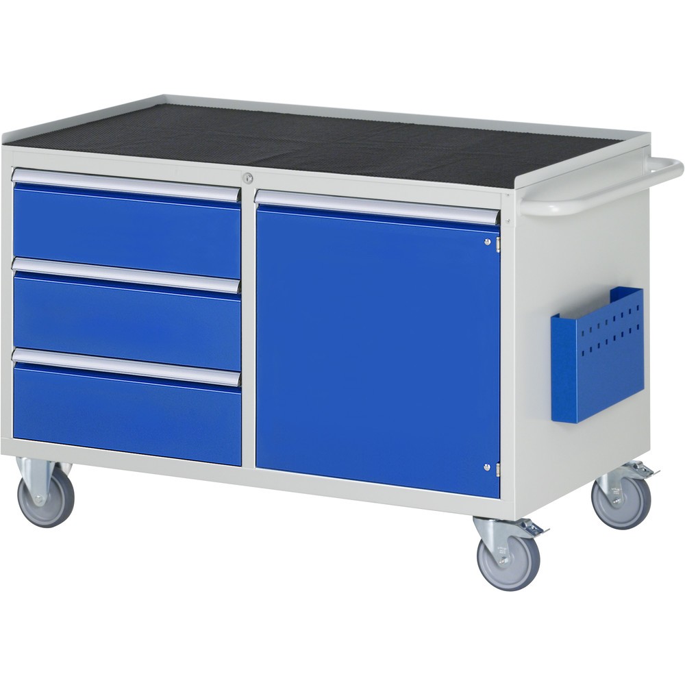 Immagine del prodotto: RAU Carrello da officina Serie 7000, HxLxP 795 x 1.145 x 650 mm, con 3 cassetti misura L e 1 anta battente misura L, piano di appoggio in metallo