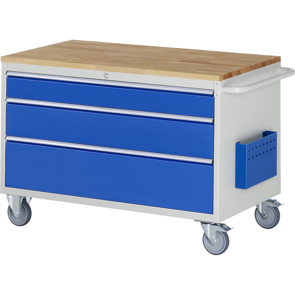 Immagine del prodotto: Carrello di montaggio RAU Serie 7000, AxLxP 795 x 1.145 x 650 mm, 3 cassetti 1 x 120, 1 x 180, 1 x 240 mm, piano di lavoro in faggio, portata cassetti 50 kg