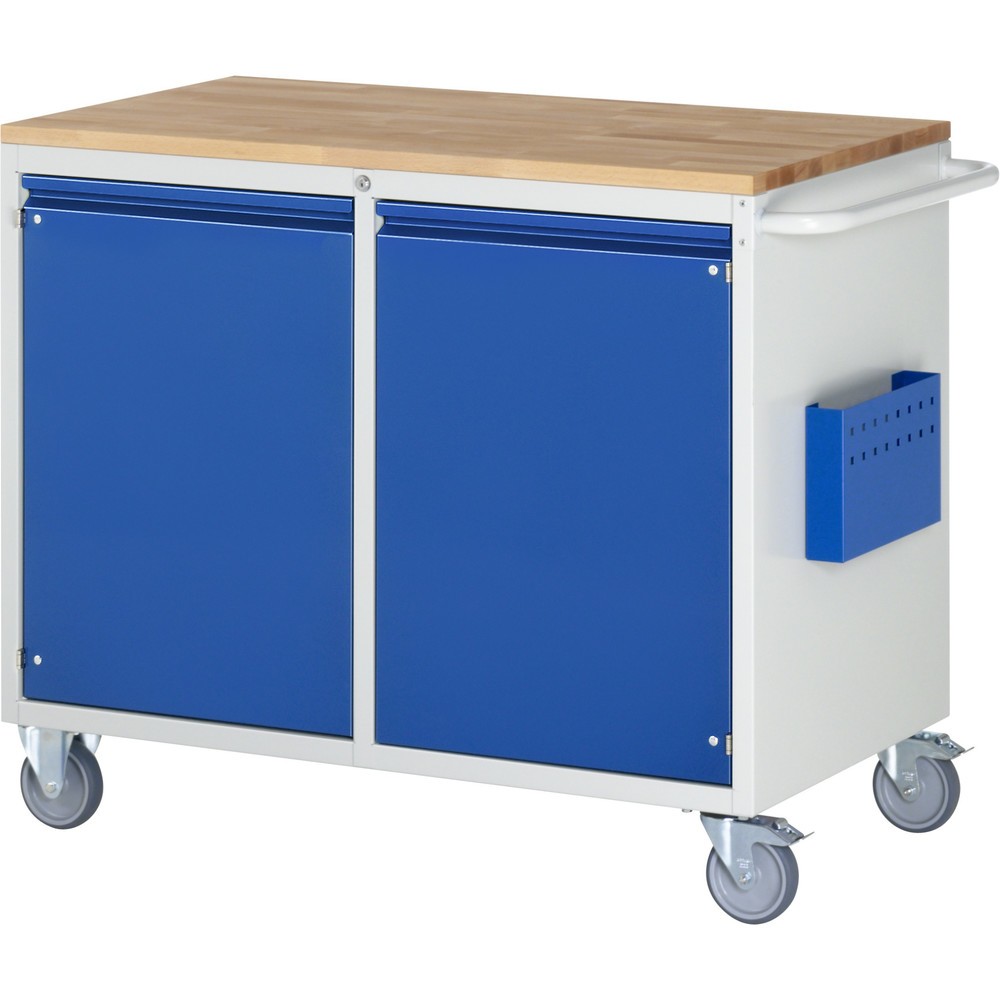 Immagine del prodotto: Carrello di montaggio RAU Serie 7000, AxLxP 975 x 1.145 x 650 mm, 2 ante a battente, piano di lavoro in faggio, maniglia integrata