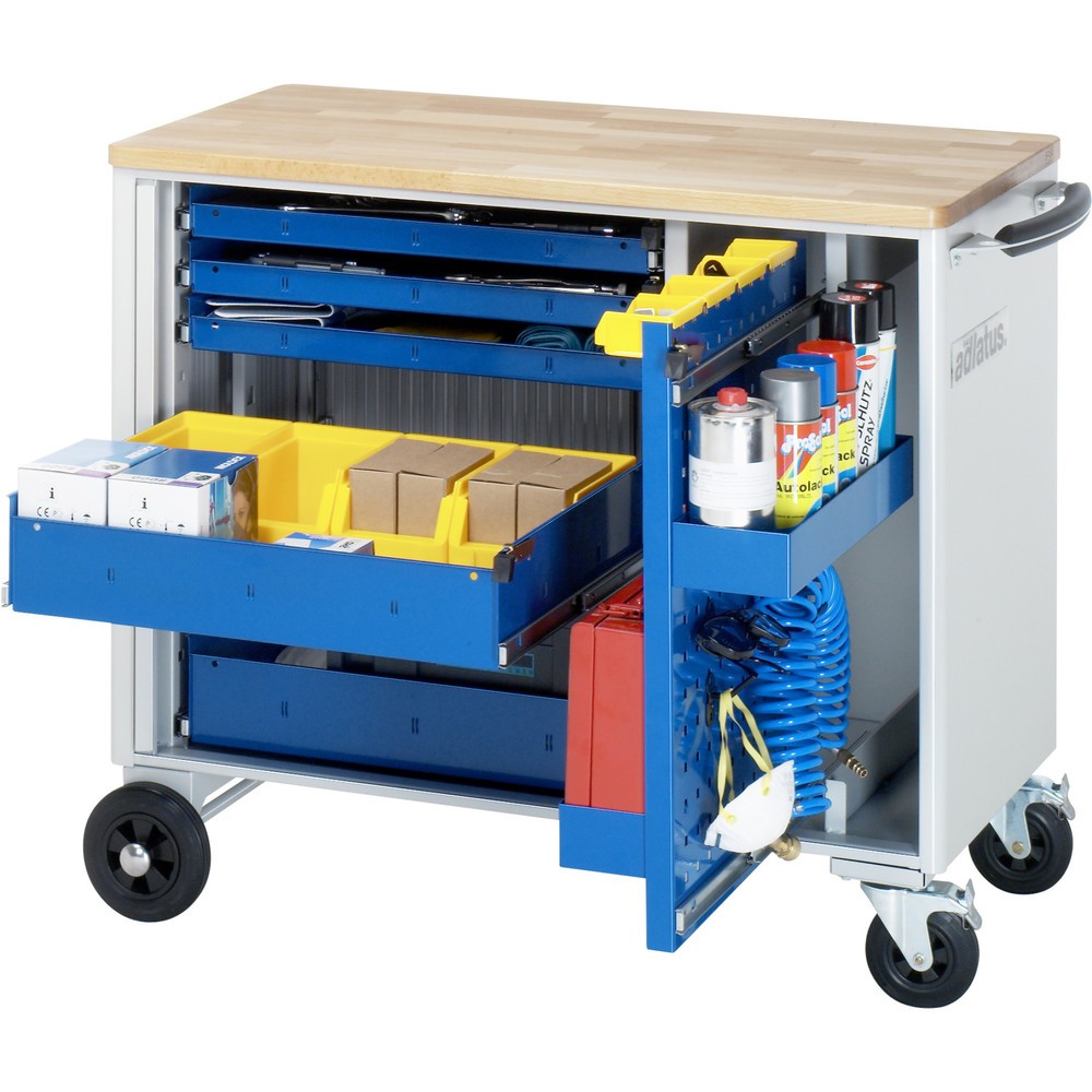 Immagine del prodotto: Carrello portautensili RAU serie adlatus, AxLxP 890 x 1.025 x 520 mm, 5 cassetti 3 x 40, 2 x 105 mm, piano di lavoro in faggio