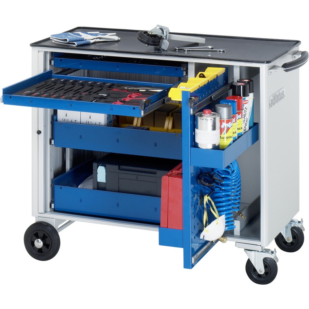 Immagine del prodotto: Carrello portautensili RAU serie adlatus, AxLxP 890 x 1.025 x 520 mm, 4 cassetti 2 x 40, 1 x 105, 1 x 130 mm, piano di lavoro in metallo