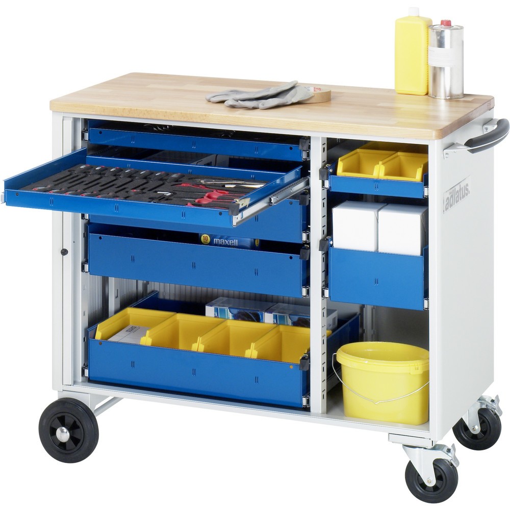Immagine del prodotto: Carrello portautensili RAU serie adlatus, AxLxP 890 x 1.025 x 520 mm, 7 cassetti 3 x 40, 3 x 105, 1 x 130 mm, piano di lavoro in faggio