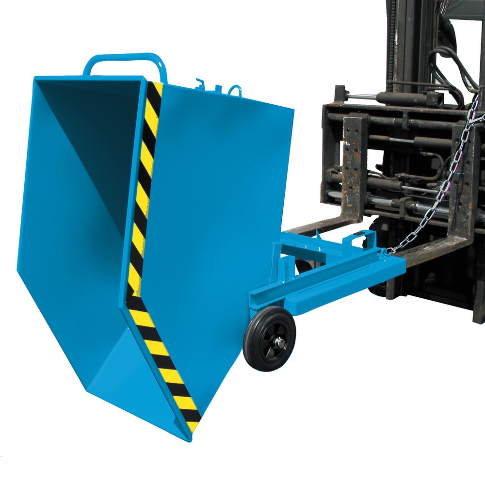 Número de imagen del producto 7: Bauer® Carro con caja abatible, con chasis + huecos para horquillas, volumen 0,25 m³, RAL 5012 azul luminoso