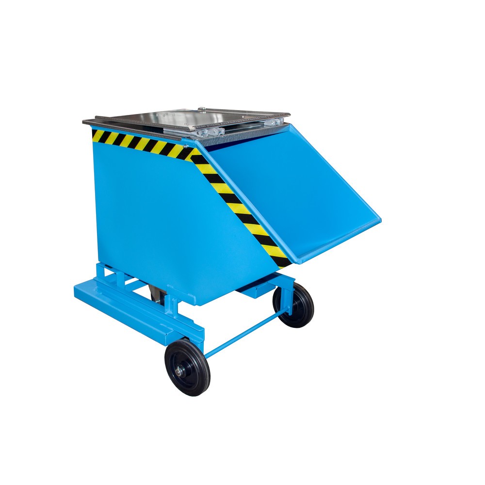 Imagen del producto: Bauer® Carro con caja abatible, con chasis + huecos para horquillas, volumen 0,4 m³, RAL 5012 azul luminoso