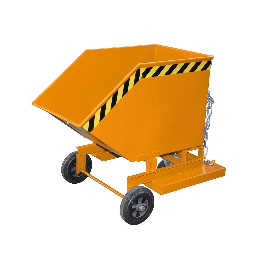 Número de imagen del producto 3: Bauer® Carro con caja abatible, con chasis + huecos para horquillas, volumen 0,25 m³, RAL 5012 azul luminoso