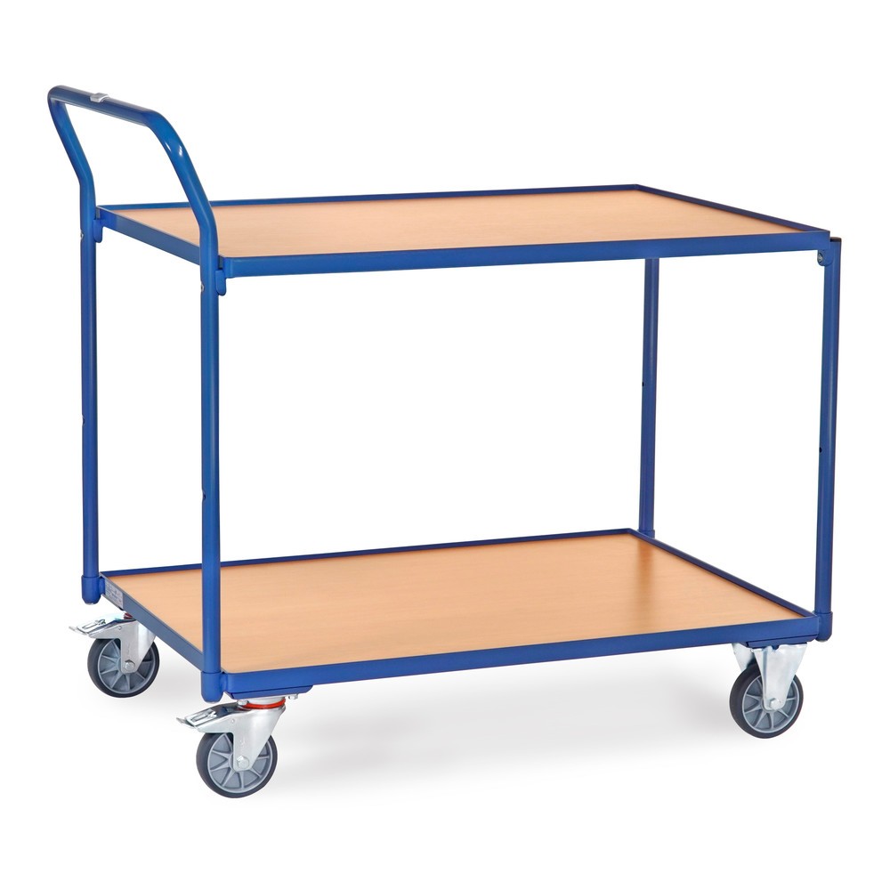 Imagen del producto: fetra® carro de mesa, capacidad de carga 300 kg, 2 niveles 1000 x 700 mm, manillar de alto pie