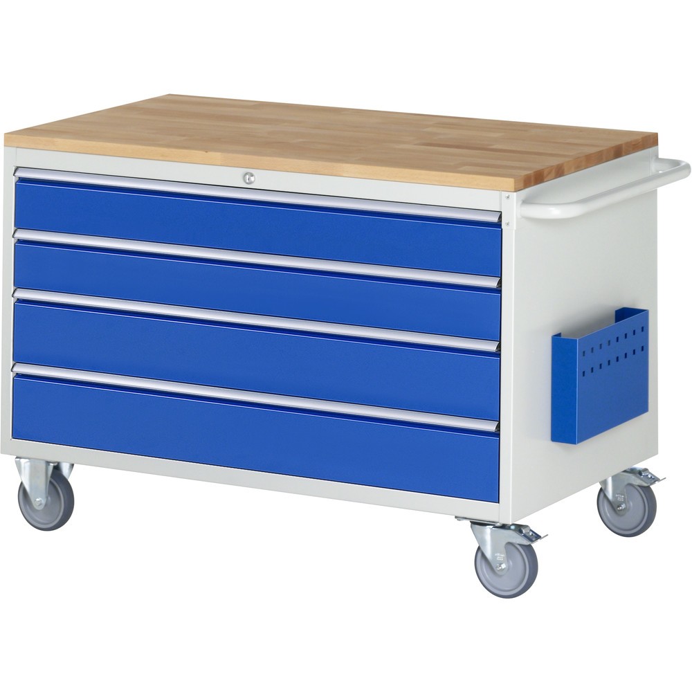 Número de imagen del producto 1: Carro de taller RAU serie 7000, HxAxF 795 x 1.145 x 650 mm, 4 cajones extraíbles al 90%, 2 x 120, 2 x 150 mm, encimera de haya
