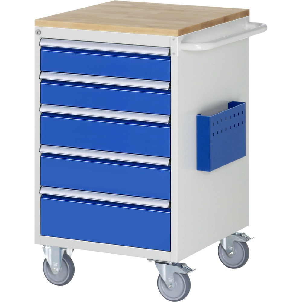 Número de imagen del producto 1: Carro de taller RAU serie 7000, HxAxF 975 x 580 x 650 mm, 5 cajones extraíbles al 90% 2 x 120, 2 x 150 mm, 1 x 180 mm, encimera de haya