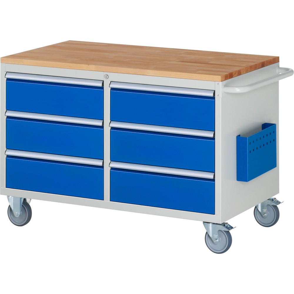 Número de imagen del producto 1: Carro de taller RAU serie 7000, HxAxF 795 x 1.145 x 650 mm, 6 cajones extraíbles al 90%, 6 x 180 mm, 3 a la izquierda, 3 a la derecha, encimera de haya