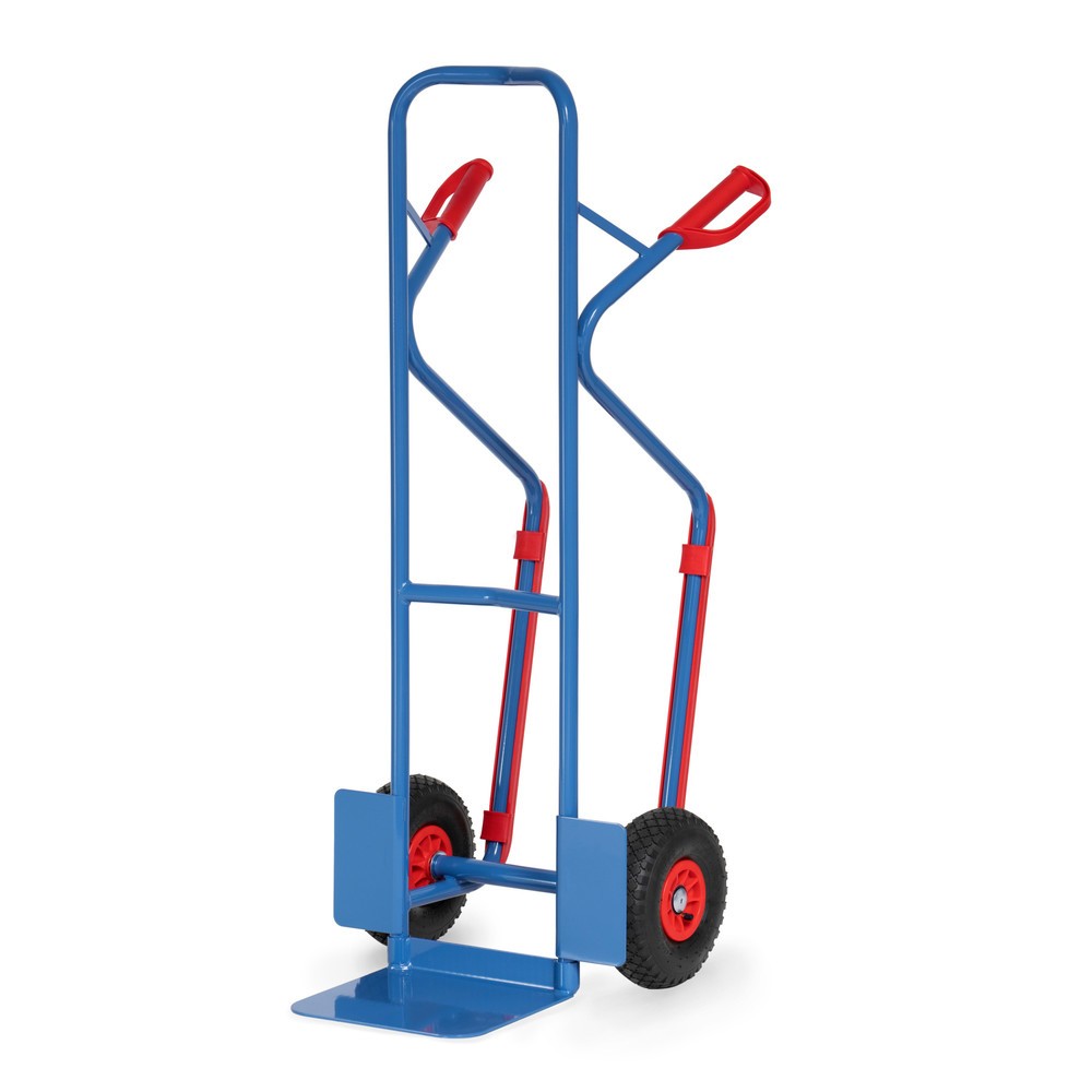Imagen del producto: Carretilla apiladora fetra®, capacidad de carga 300 kg, pala An x Fo 320 x 250 mm, con conteras y bandajes de aire, azul brillante