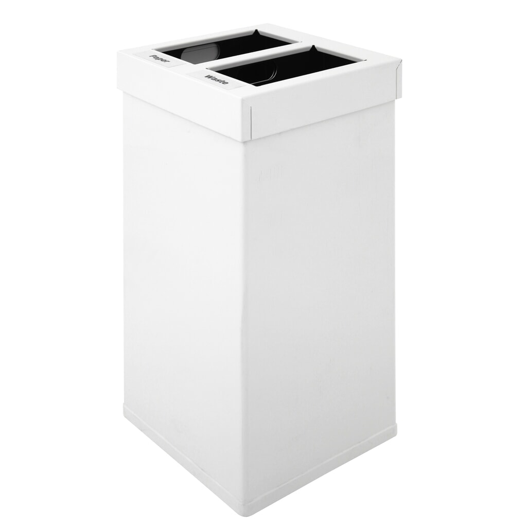 CARRO Mix Abfallbehälter, aus Aluminium, 2x25 Liter, weiß Produktabbildung: CARRO Mix Abfallbehälter, aus Aluminium, 2x25 Liter, weiß