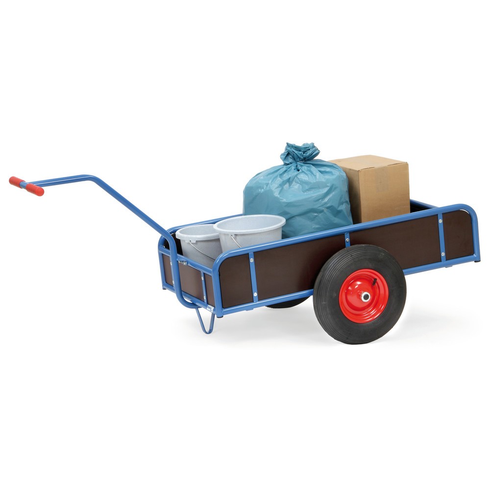 Número de imagen del producto 2: Carro manual fetra® de 1 eje, paredes cerradas, bandajes neumáticos, superficie de carga 795 x 445 mm