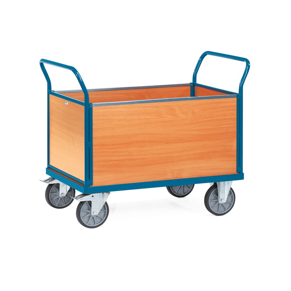 Imagen del producto: carro|plataforma de plataforma fetra®, 4 caras con paredes de madera, área de carga An x F 600 x 1.000 mm