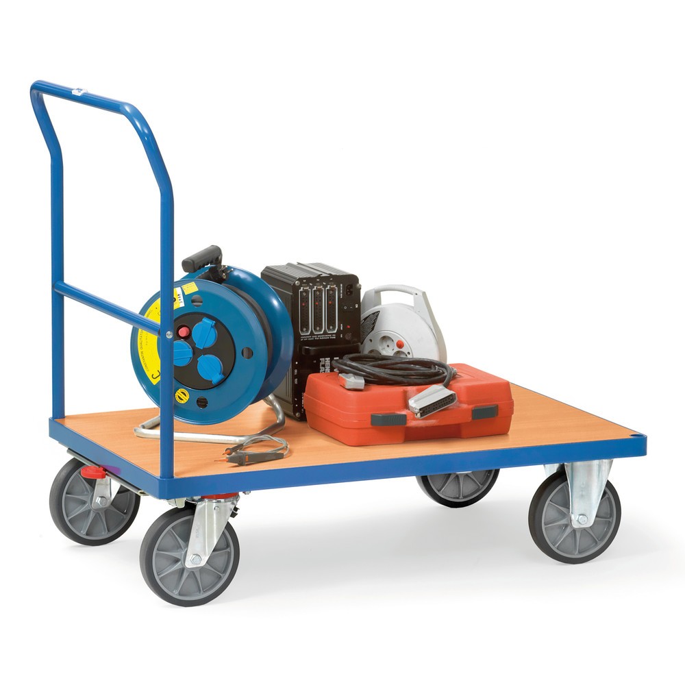 Número de imagen del producto 3: carro|plataforma de plataforma fetra® con manillar, área de carga An x F 700 x 1.000 mm, azul brillante