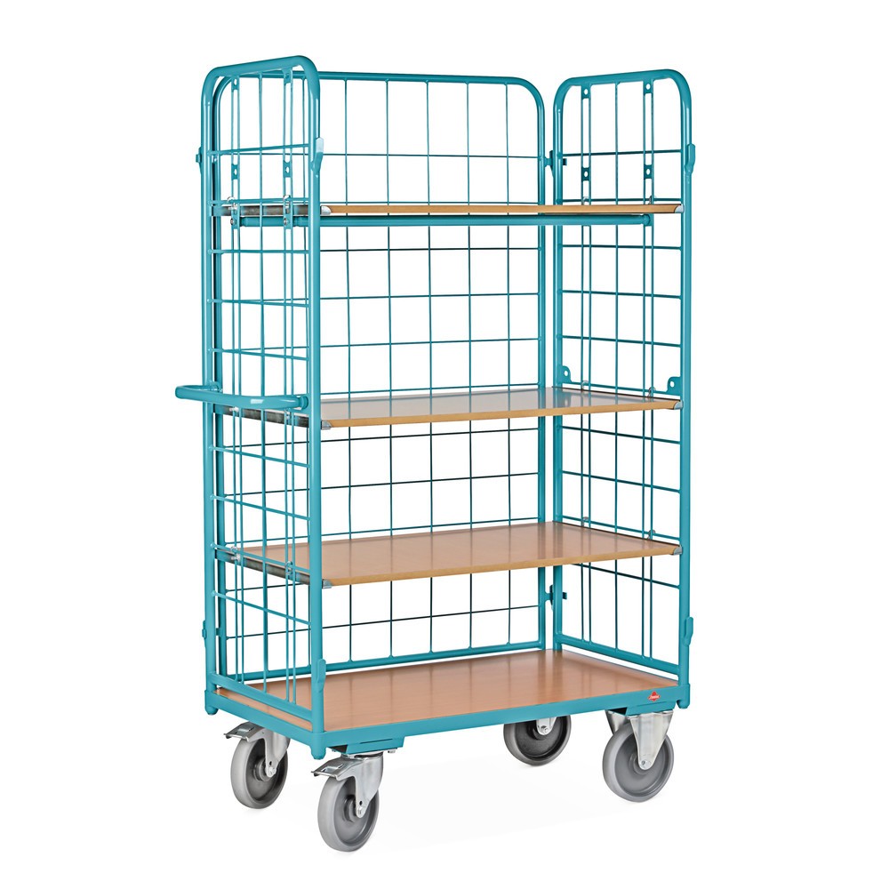 Número de imagen del producto 4: carros con estantes Ameise®, con malla de alambre, cerrado por 3 lados, 4 niveles de 1.000 x 600 mm