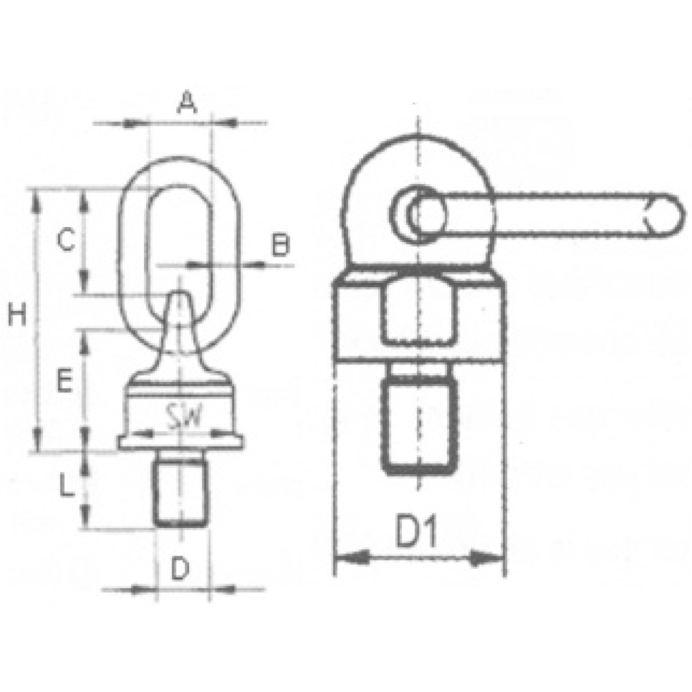 Produktabbildung Nr. 2: CARTEC® Anschlagwirbel (drehbar), GK8, M12x18, Tragkraft 500 kg (90°), 1.000 kg (0°)