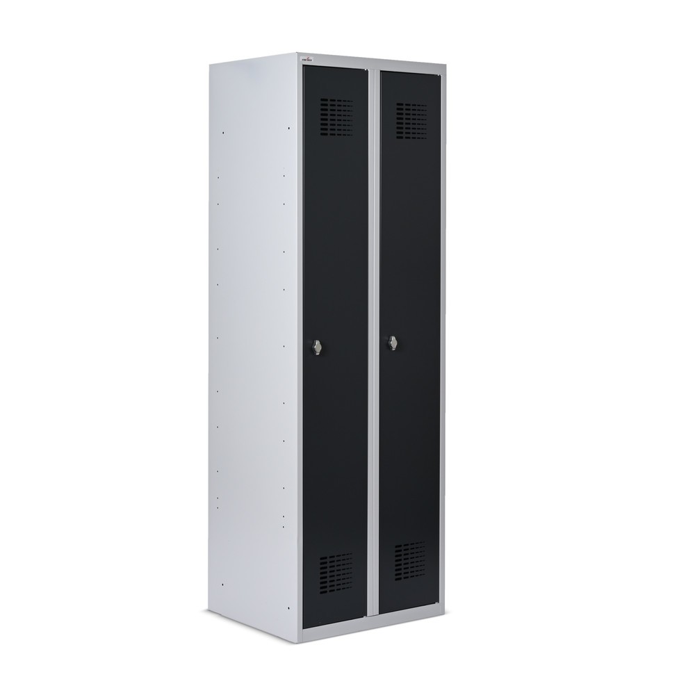 N° de l'image du produit 2 : Casier au sol Steinbock®, 2 compartiments, fermeture à pêne tournant, HxlxP 1 800 x 600 x 500 mm, gris clair / gris anthracite