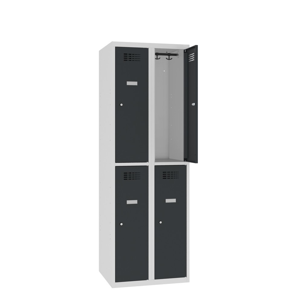 N° de l'image du produit 1 : Casier au sol Steinbock®, à 2 niveaux, 4 compartiments, fermeture à pêne tournant, HxlxP 1 800 x 600 x 500 mm, gris clair / gris anthracite