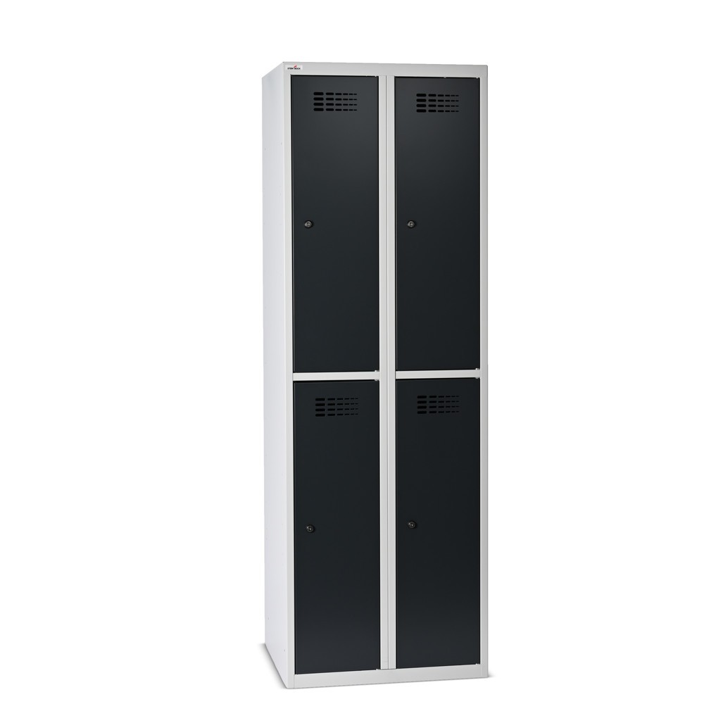 Illustration du produit: Casier au sol Steinbock®, à 2 niveaux, 4 compartiments, serrure à cylindre, HxlxP 1 800 x 600 x 500 mm, gris clair / gris anthracite