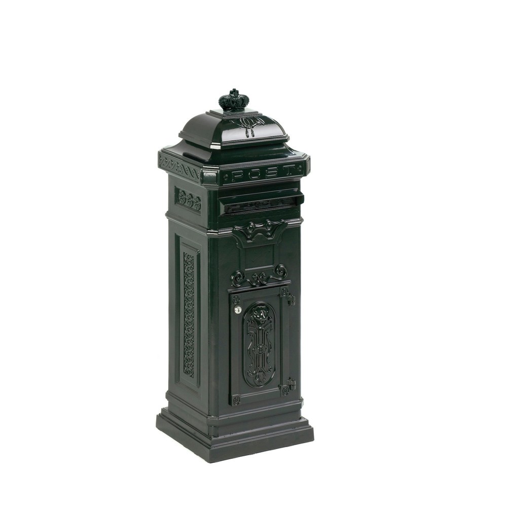 Immagine del prodotto n. 1: Cassetta delle lettere a colonna con sportello, quadrata, in alluminio fuso, verde