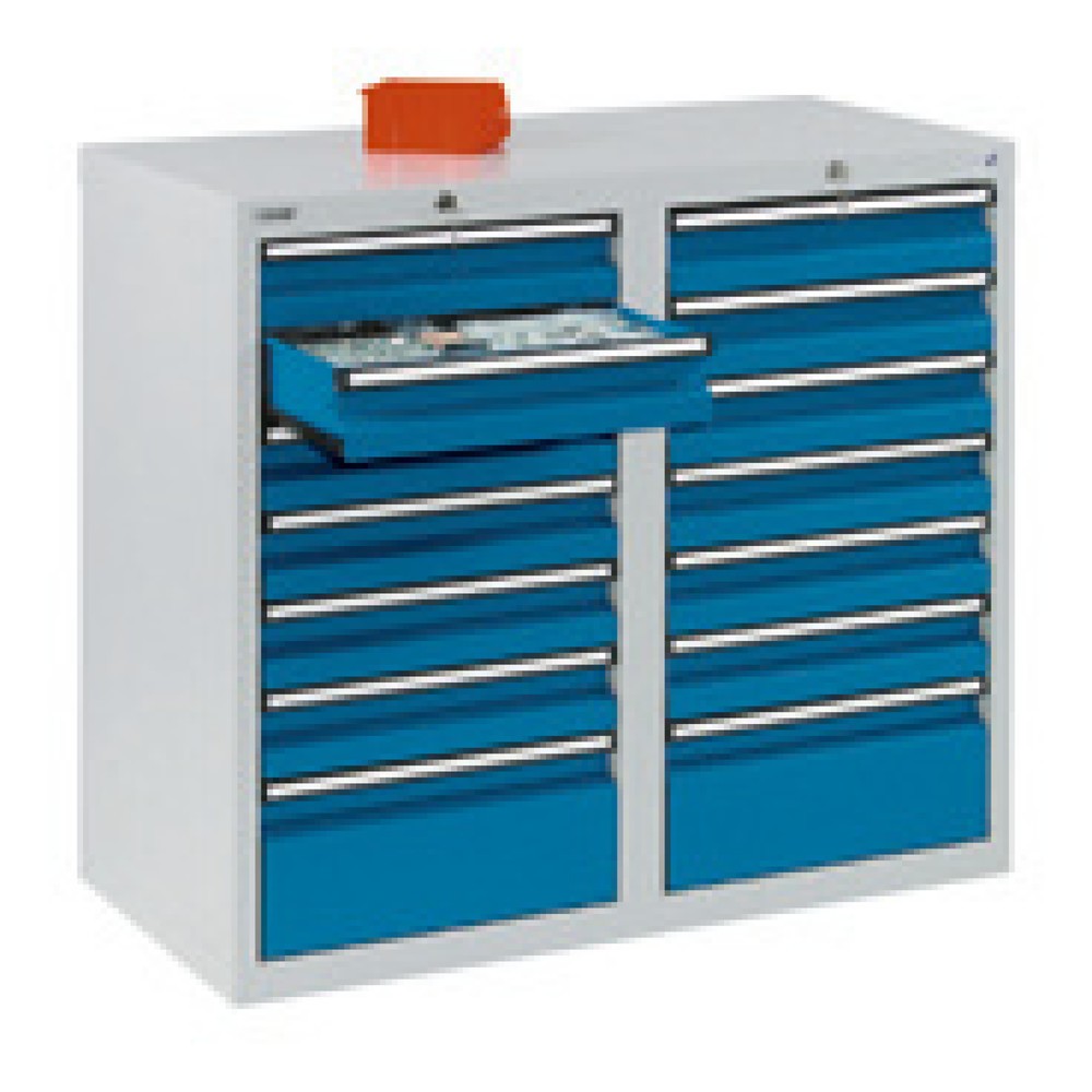 Immagine del prodotto: Cassettiera stumpf®, cassetti 12x100 + 2x200 mm, AxLxP 900 x 1.000 x 500 mm, grigio chiaro
