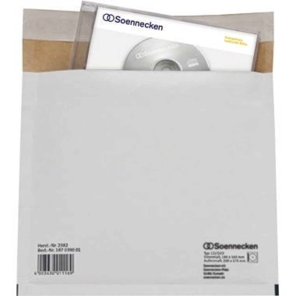 Soennecken CD/DVD Versandtasche 2382 hk Karton weiß Produktabbildung: Soennecken CD/DVD Versandtasche 2382 hk Karton weiß