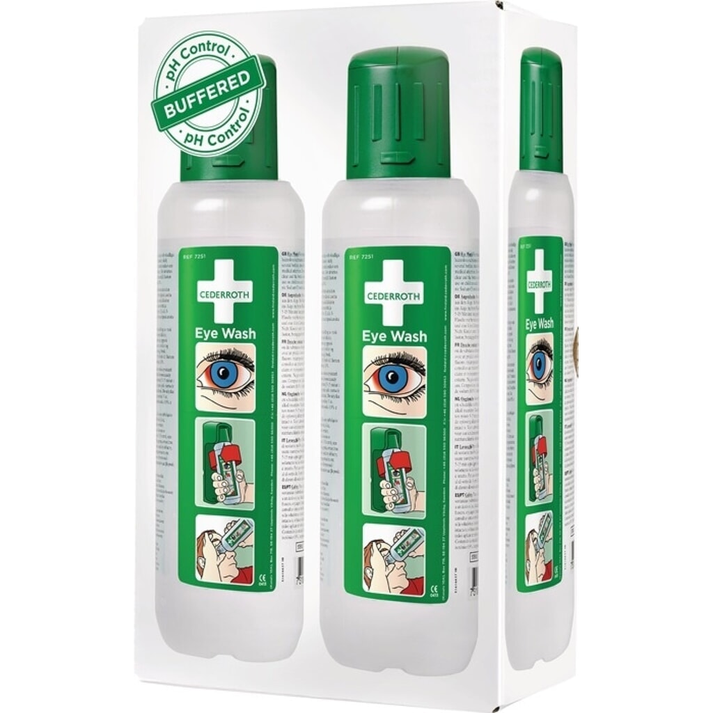 CEDERROTH Augenspülflasche 2 x 0,5l DIN EN15154-4 Produktabbildung: CEDERROTH Augenspülflasche 2 x 0,5l DIN EN15154-4