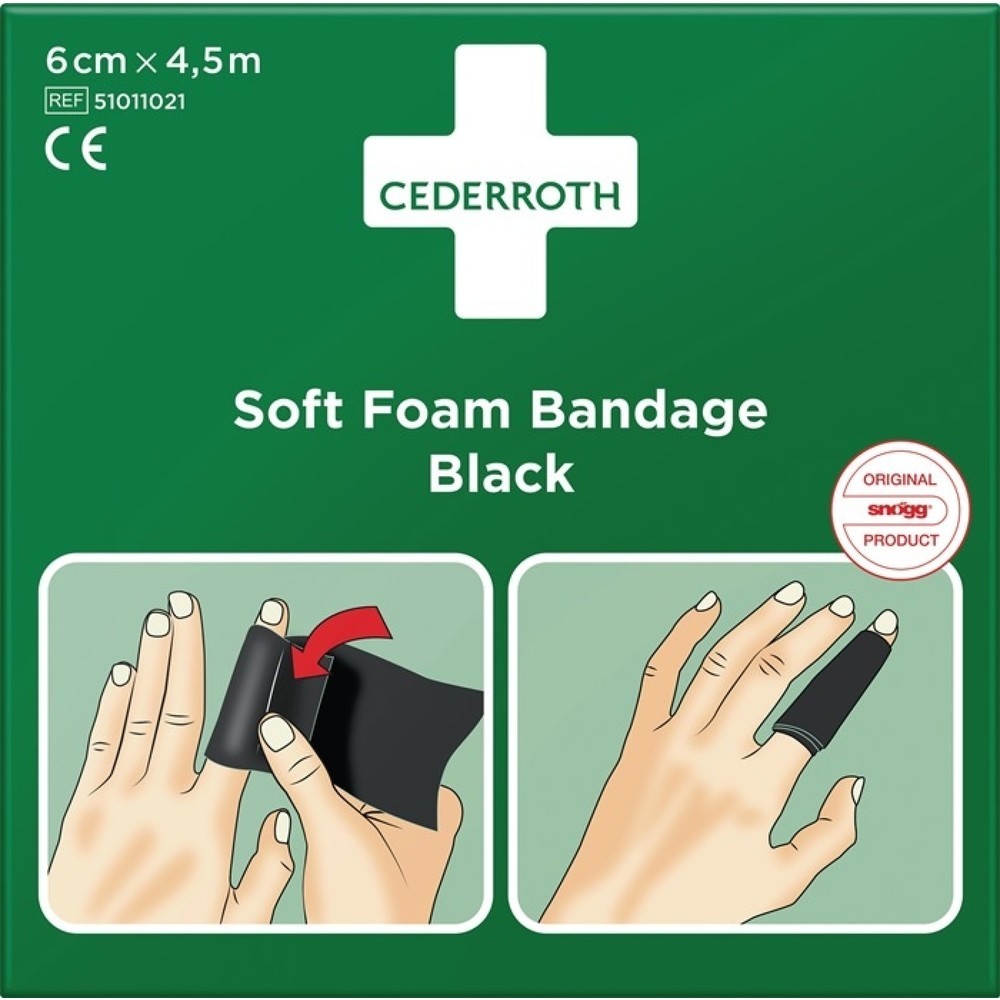 Produktabbildung Nr. 1: CEDERROTH Pflaster und Bandage Soft Foam, selbsthaftend elastisch, schwarz, Rolle 6 cm x 4,5 m