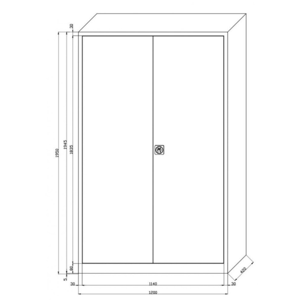 Produktabbildung Nr. 2: CEHA Flügeltürenschrank HF-ST, 5 OH, HxBxT 1.950 x 1.200 x 420 mm, pulverbeschichtete Fachböden, lichtgrau/enzianblau