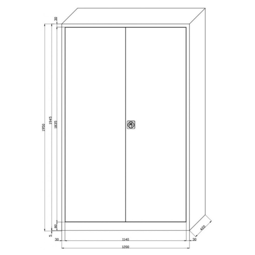 Produktabbildung Nr. 2: CEHA Flügeltürenschrank HF-ST, 5 OH, HxBxT 1.950 x 1.200 x 420 mm, pulverbeschichtete Fachböden, lichtgrau