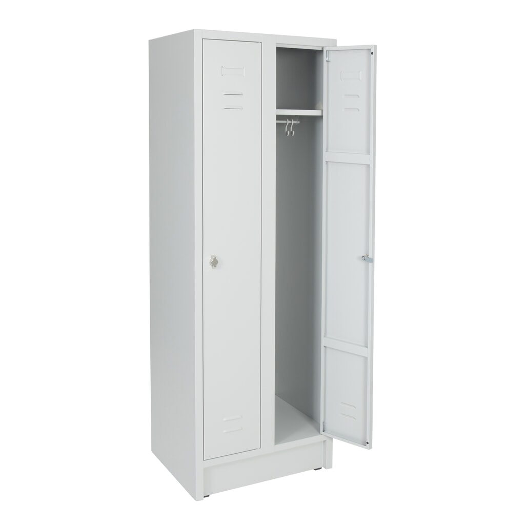 Produktabbildung Nr. 1: CEHA Kleiderspind  mit Sitzbank HG-SB-1, Drehriegelverschluss, 2 Abteile, HxBxT 2.100 x 600 x 500 mm, lichtgrau