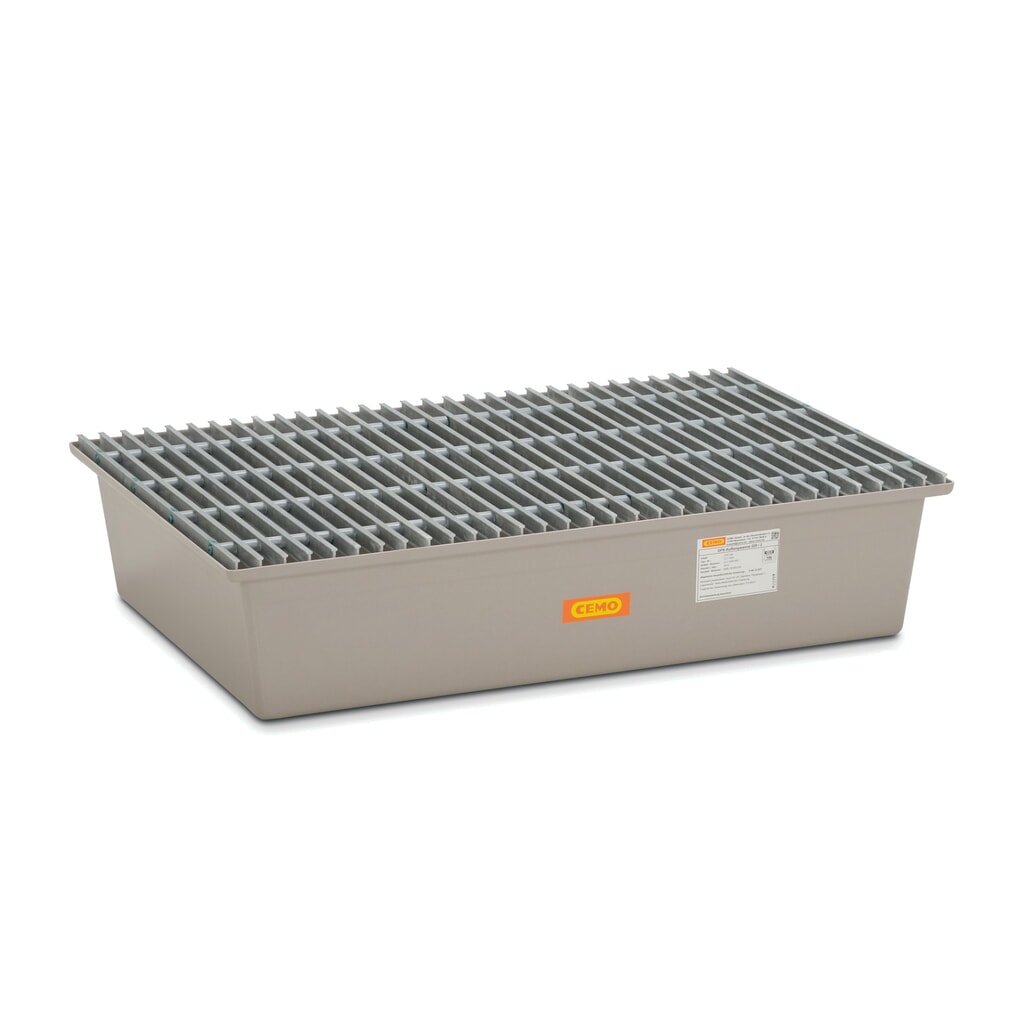 CEMO Auffangwanne aus GFK, HxBxT 290 x 850 x 1.280 mm, Gitterrost aus GFK Produktabbildung: CEMO Auffangwanne aus GFK, HxBxT 290 x 850 x 1.280 mm, Gitterrost aus GFK