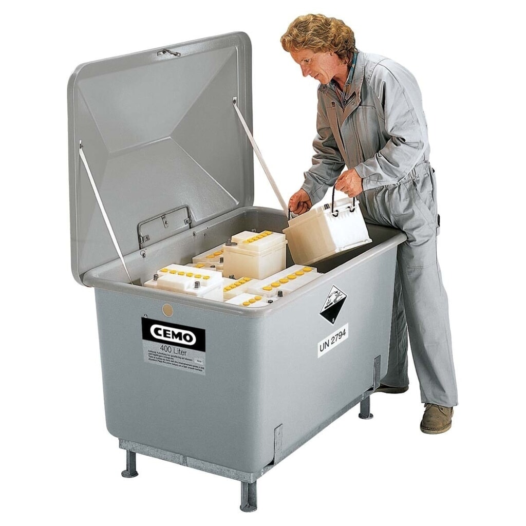 Kfz-Altbatterie-Sammelbehälter CEMO, 200 l Produktabbildung: Kfz-Altbatterie-Sammelbehälter CEMO, 200 l