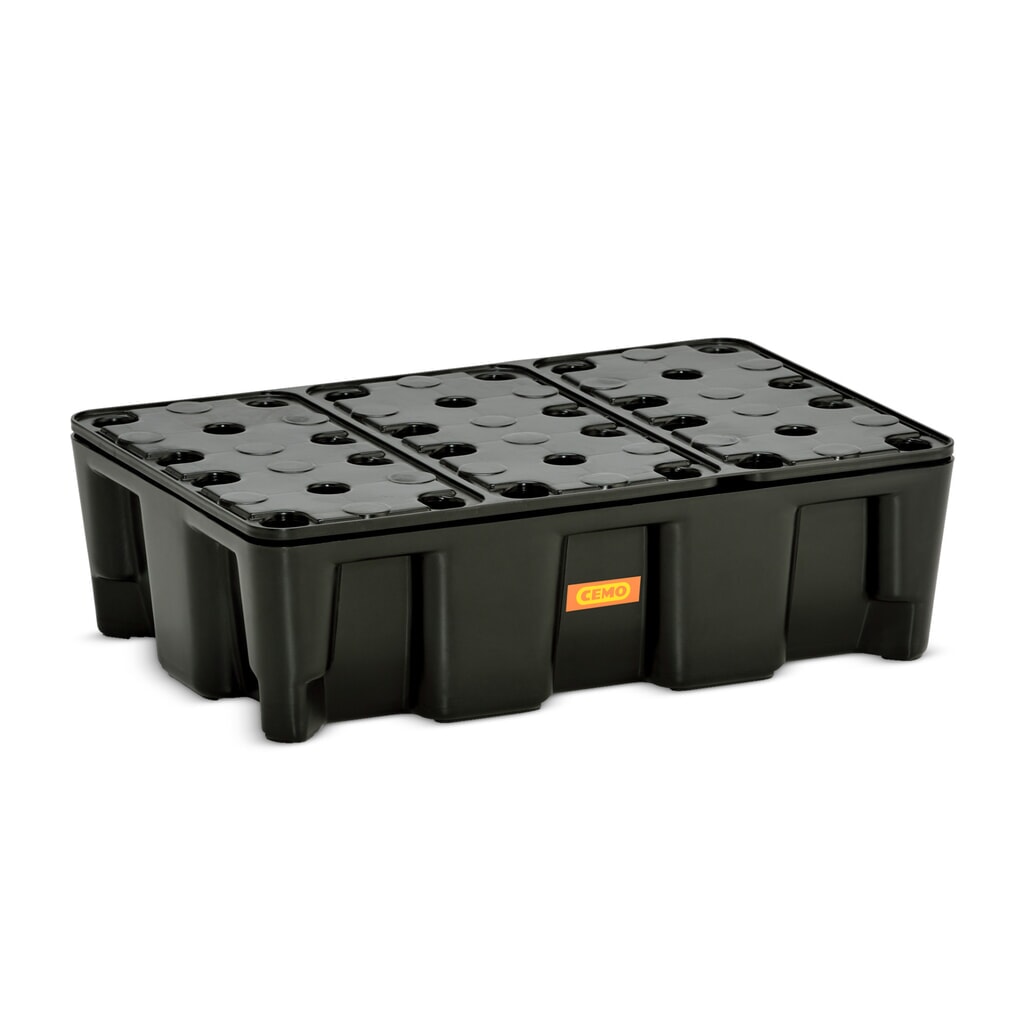 Produktabbildung: CEMO Kleingebinde-/Laborwanne aus PE, Auffangvolumen 25 l, mit PE-Rost