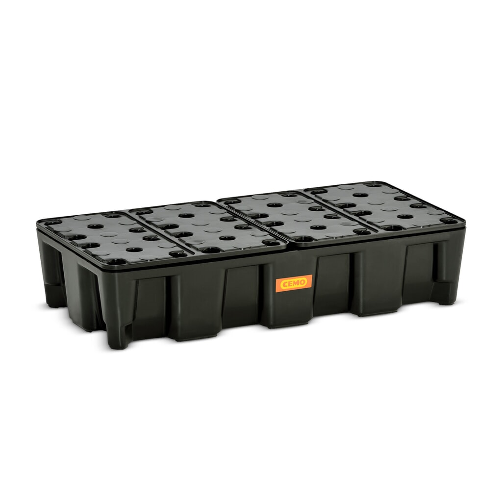 Produktabbildung: CEMO Kleingebinde-/Laborwanne aus PE, Auffangvolumen 35 l, mit PE-Rost